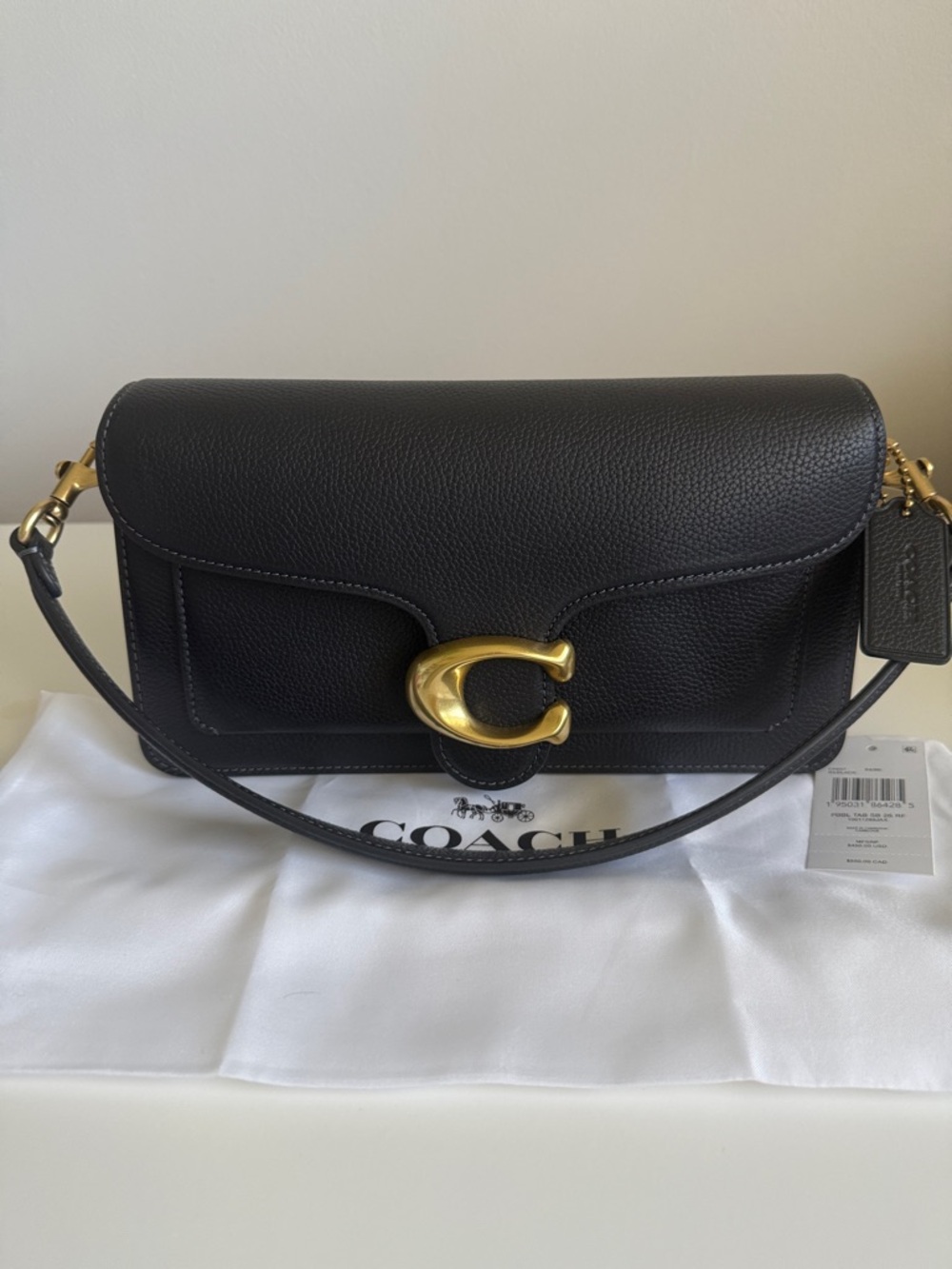Coach Black Leather Tabby 26 Shoulder Bag with Gold 'C' Hardware